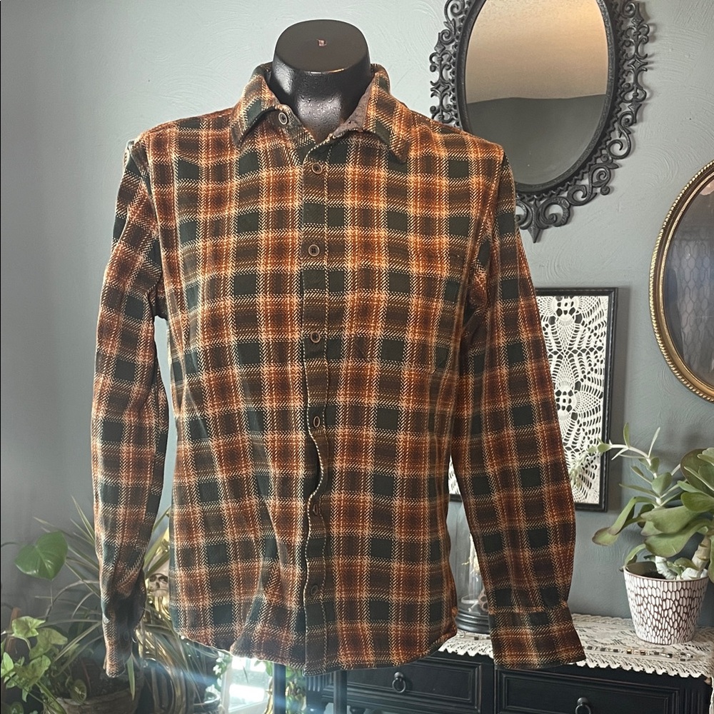 St. John's Bay Plaid Casual Shirt - Green and Brown